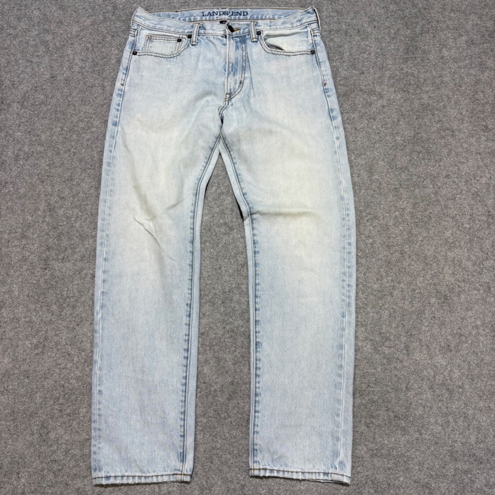 Lands End Mens Light Wash Straight Leg Denim Jeans Blue Size 32x30